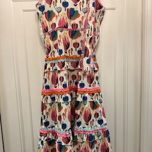 Victoria Dunn White Cream Maxi Sundress with One Shoulder
